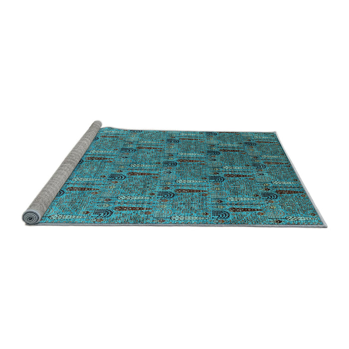 Sideview of Machine Washable Oriental Light Blue Industrial Rug, wshurb1972lblu