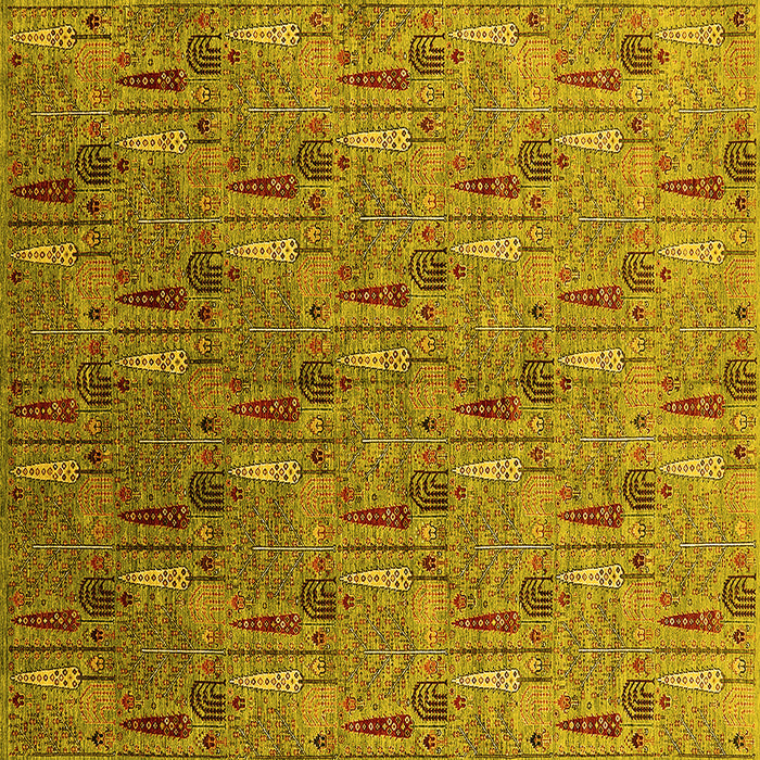 Square Machine Washable Oriental Yellow Industrial Rug, wshurb1972yw