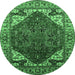 Round Oriental Emerald Green Industrial Rug, urb1973emgrn