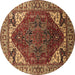 Round Oriental Brown Industrial Rug, urb1973brn