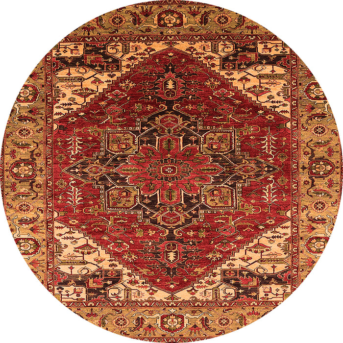 Round Oriental Orange Industrial Rug, urb1973org