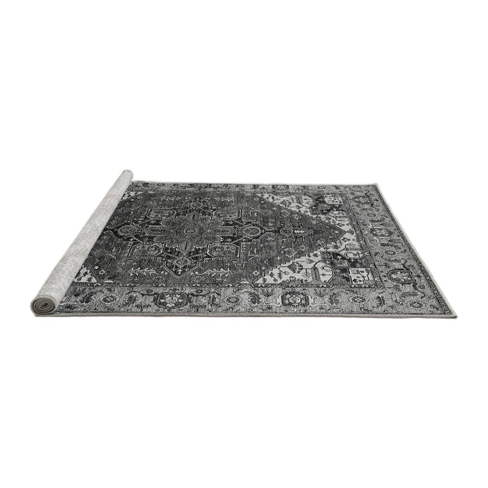 Sideview of Machine Washable Oriental Gray Industrial Rug, wshurb1973gry