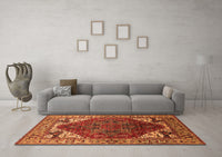 Machine Washable Oriental Orange Industrial Rug, wshurb1973org