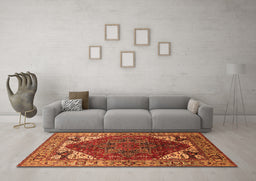 Machine Washable Oriental Orange Industrial Area Rugs in a Living Room, wshurb1973org