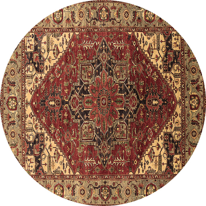 Round Machine Washable Oriental Brown Industrial Rug, wshurb1973brn