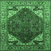 Square Machine Washable Oriental Emerald Green Industrial Area Rugs, wshurb1973emgrn