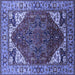 Square Machine Washable Oriental Blue Industrial Rug, wshurb1973blu