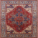 Square Mid-Century Modern Pink Oriental Rug, urb1973