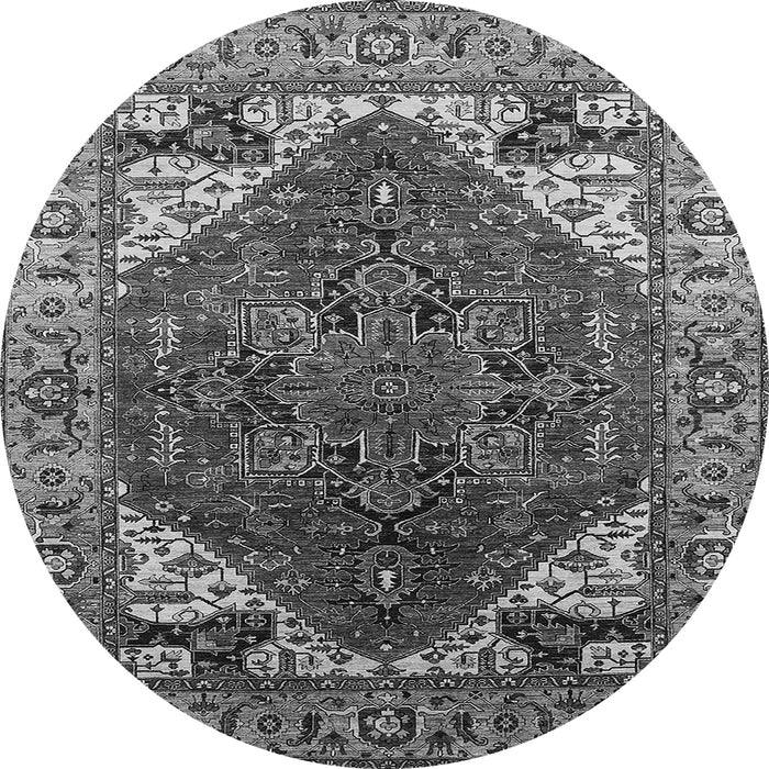 Round Machine Washable Oriental Gray Industrial Rug, wshurb1973gry