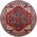 Round Machine Washable Industrial Modern Rosy Pink Rug, wshurb1973