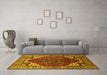 Machine Washable Oriental Yellow Industrial Rug in a Living Room, wshurb1973yw