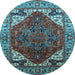 Round Oriental Light Blue Industrial Rug, urb1973lblu