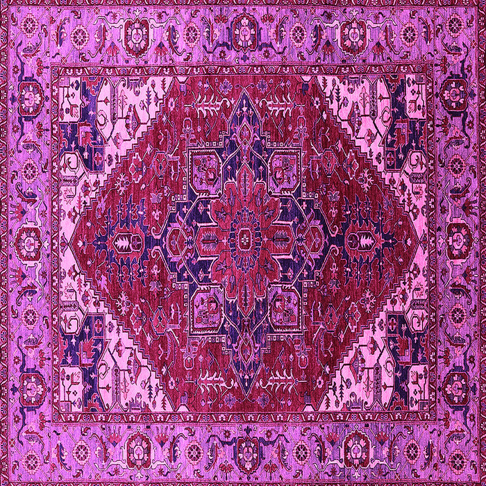 Square Machine Washable Oriental Pink Industrial Rug, wshurb1973pnk