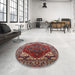 Round Mid-Century Modern Pink Oriental Rug in a Office, urb1973