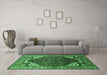 Machine Washable Oriental Emerald Green Industrial Area Rugs in a Living Room,, wshurb1973emgrn