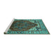 Sideview of Machine Washable Oriental Turquoise Industrial Area Rugs, wshurb1973turq