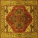 Square Machine Washable Oriental Yellow Industrial Rug, wshurb1973yw