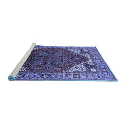 Sideview of Machine Washable Oriental Blue Industrial Rug, wshurb1973blu