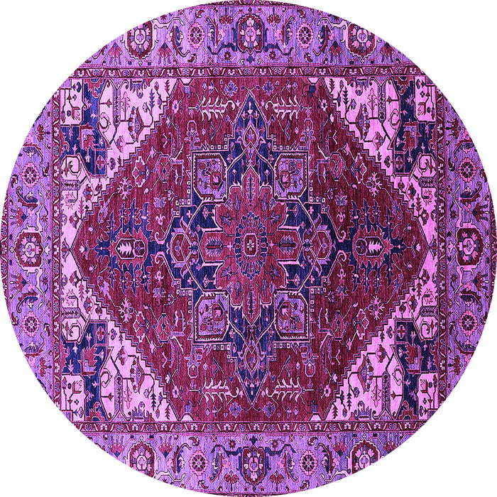 Round Machine Washable Oriental Purple Industrial Area Rugs, wshurb1973pur