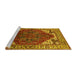 Sideview of Machine Washable Oriental Yellow Industrial Rug, wshurb1973yw