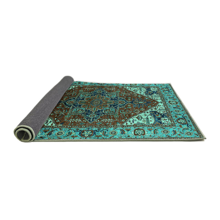 Sideview of Oriental Turquoise Industrial Rug, urb1973turq
