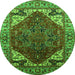 Round Oriental Green Industrial Rug, urb1973grn