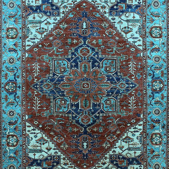 Machine Washable Oriental Light Blue Industrial Rug, wshurb1973lblu