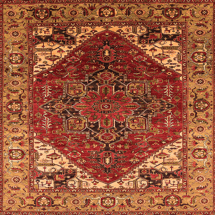 Square Machine Washable Oriental Orange Industrial Area Rugs, wshurb1973org