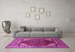 Machine Washable Oriental Pink Industrial Rug in a Living Room, wshurb1973pnk