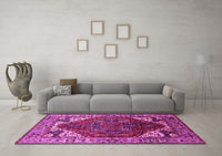 Machine Washable Oriental Pink Industrial Rug, wshurb1973pnk