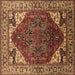 Square Machine Washable Oriental Brown Industrial Rug, wshurb1973brn