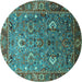 Round Oriental Turquoise Industrial Rug, urb1974turq