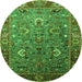 Round Oriental Green Industrial Rug, urb1974grn