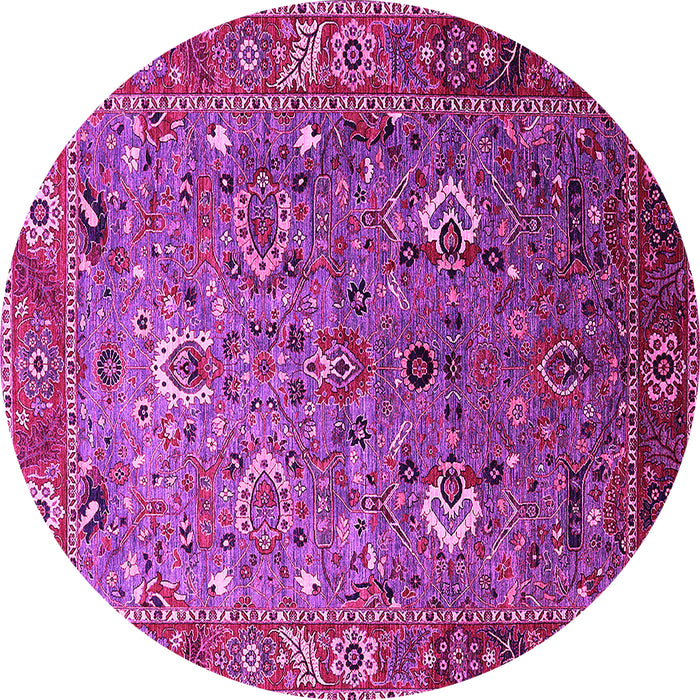 Round Machine Washable Oriental Pink Industrial Rug, wshurb1974pnk
