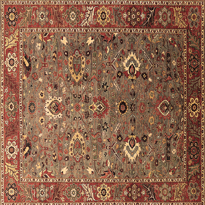 Square Machine Washable Oriental Brown Industrial Rug, wshurb1974brn