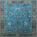 Square Machine Washable Oriental Light Blue Industrial Rug, wshurb1974lblu