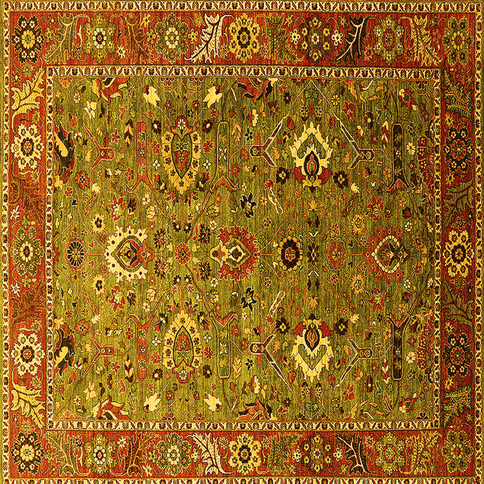 Square Machine Washable Oriental Yellow Industrial Rug, wshurb1974yw