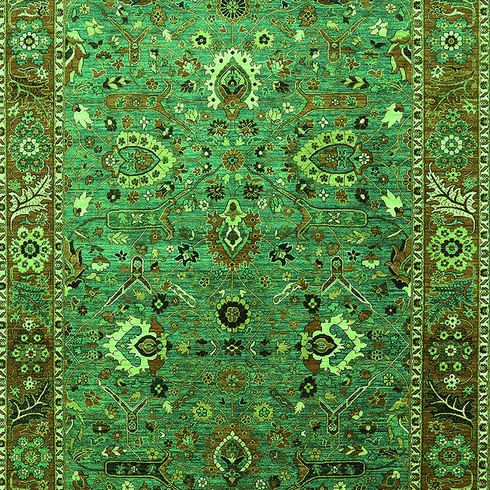 Machine Washable Oriental Green Industrial Area Rugs, wshurb1974grn