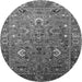 Round Machine Washable Oriental Gray Industrial Rug, wshurb1974gry