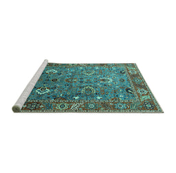 Sideview of Machine Washable Oriental Turquoise Industrial Area Rugs, wshurb1974turq