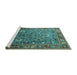 Sideview of Machine Washable Oriental Turquoise Industrial Area Rugs, wshurb1974turq