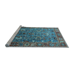 Sideview of Machine Washable Oriental Light Blue Industrial Rug, wshurb1974lblu
