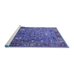 Sideview of Machine Washable Oriental Blue Industrial Rug, wshurb1974blu