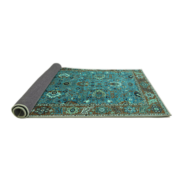 Sideview of Oriental Turquoise Industrial Rug, urb1974turq