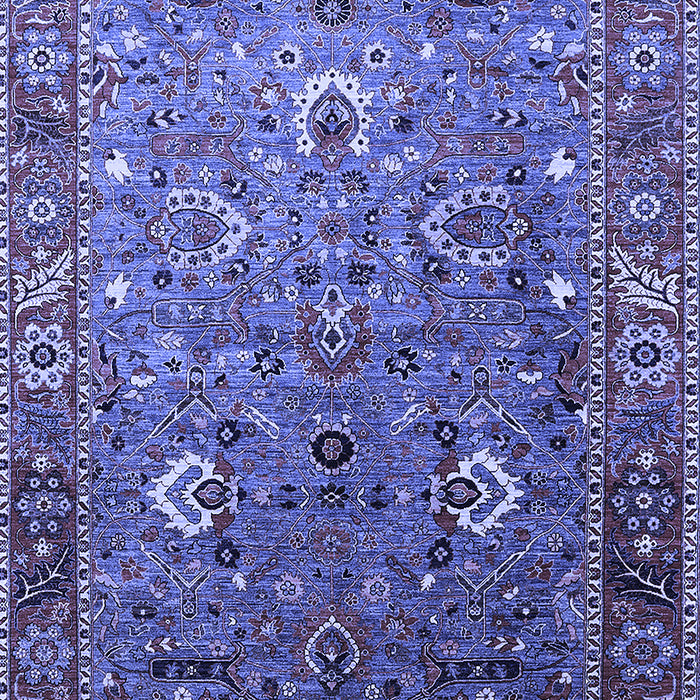 Machine Washable Oriental Blue Industrial Rug, wshurb1974blu