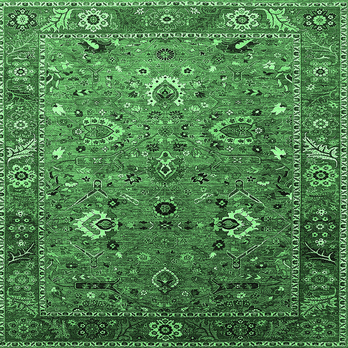 Square Oriental Emerald Green Industrial Rug, urb1974emgrn