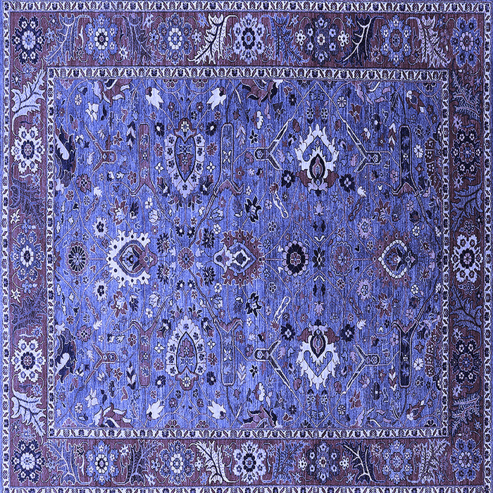 Square Machine Washable Oriental Blue Industrial Rug, wshurb1974blu