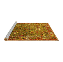 Sideview of Machine Washable Oriental Yellow Industrial Rug, wshurb1974yw
