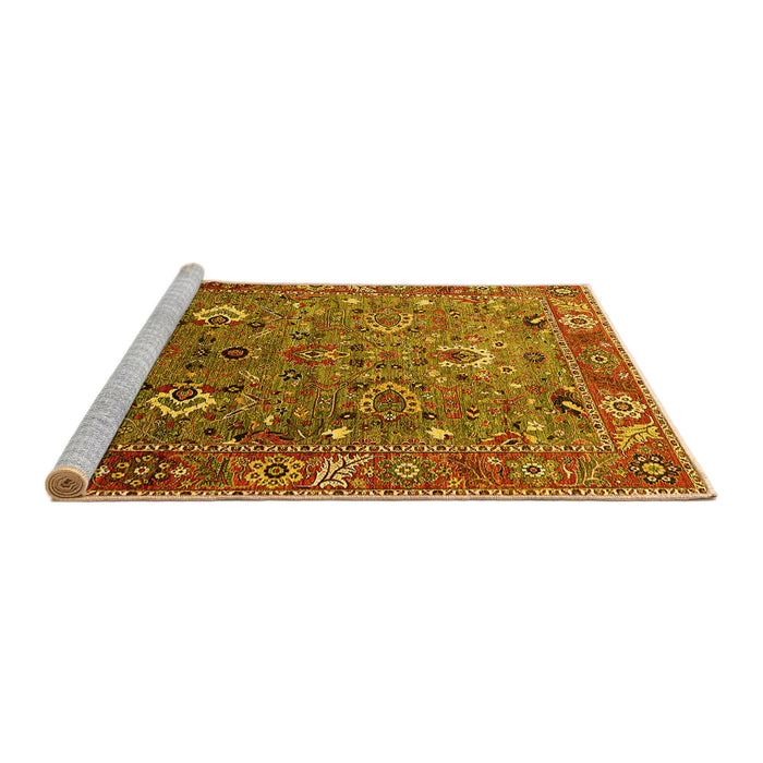Sideview of Machine Washable Oriental Yellow Industrial Rug, wshurb1974yw
