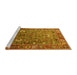 Sideview of Machine Washable Oriental Yellow Industrial Rug, wshurb1974yw